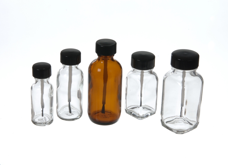 Boston Round Bottles with Brush Caps